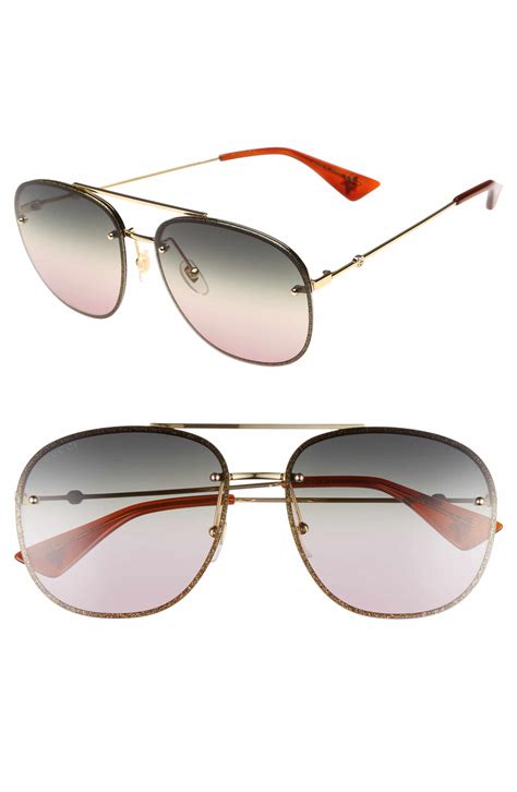 Gucci 62mm Oversize Aviator Sunglasses 